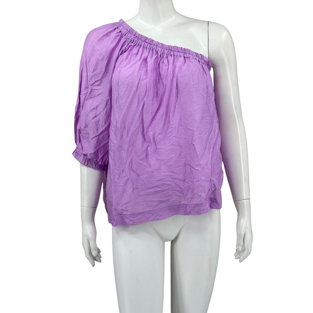 Maeve Anthropologie Top Womens Small Leonie Lilac Sheer One Shoulder Beach Silk‎